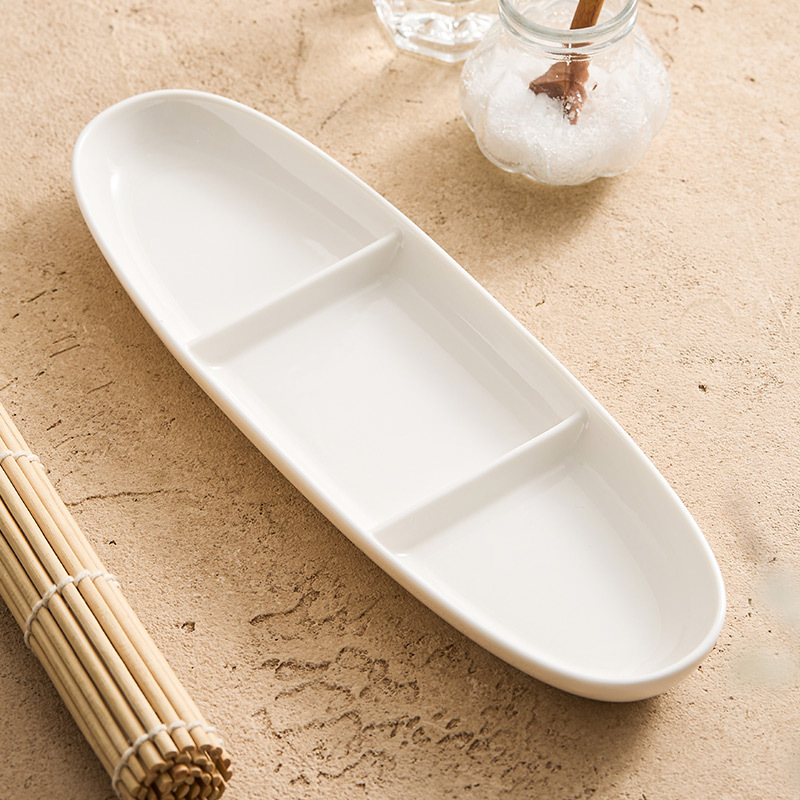Đĩa chia ô gốm, đĩa gia dụng, đĩa sushi Câu lạc bộ cảm giác cao cấp, đồ ăn nhẹ, món tráng miệng, Đĩa tráng miệng, đĩa gia vị ba ngăn