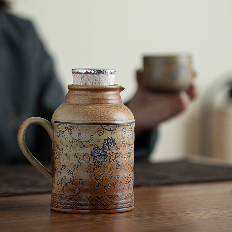 Ấm trà hầm Đôn Hoàng ấm trà gốm sứ dung tích lớn ấm đơn dụng cụ pha trà kung fu cổ điển văn phòng gia dụng ấm cách nhiệt pha trà