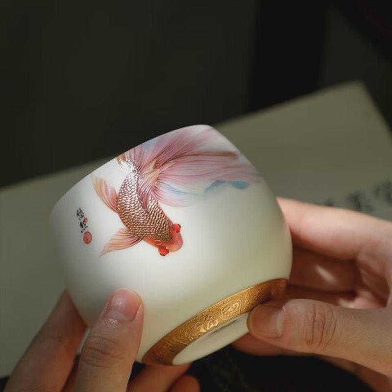 Bộ ấm chén trà kungfu cao cấp bằng sứ trắng như tuyết, phong cách thư thái và thanh lịch của Hoàng Tứ Đông, hộp quà tặng, chén cá nhân, chén chủ nhân, thích hợp làm quà tặng.