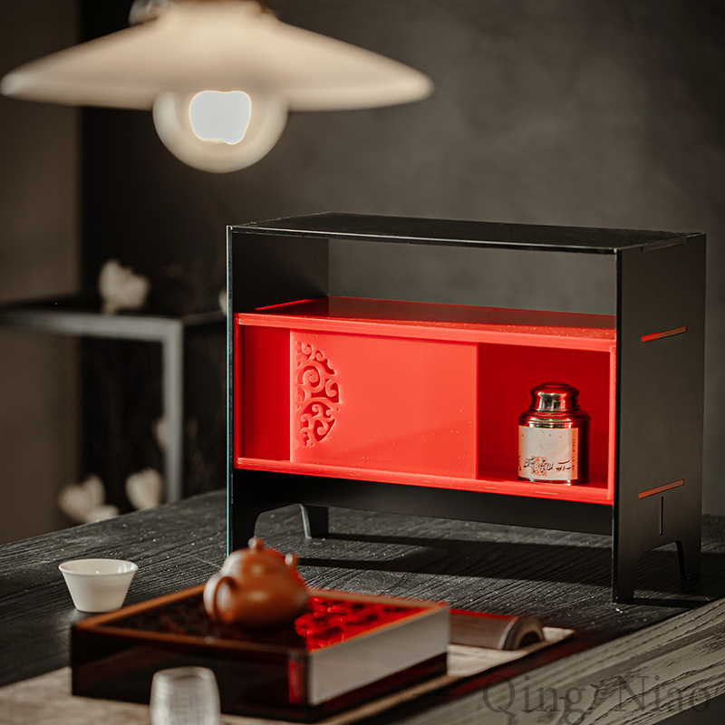 Giá để đồ Bộ trà Acrylic kiểu Trung Quốc mới, giá để đồ Bộ trà trong suốt gia dụng, Giá trưng bày ấm trà tách trà có tấm Ốp lưng