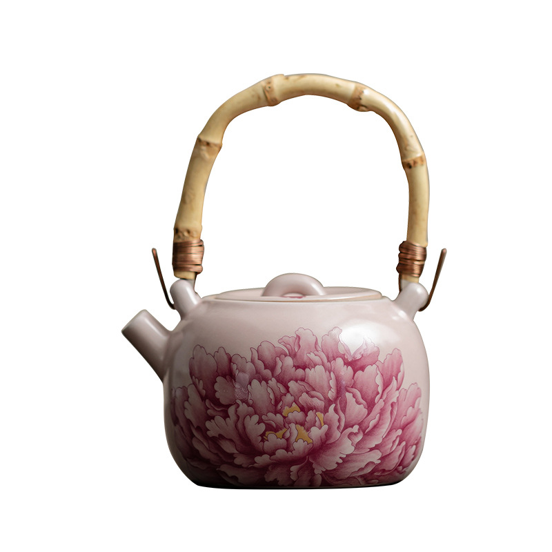 Ấm trà chùm tre hoa mẫu đơn Fenru ấm trà gốm sứ có thể mở ra để nâng cao phong cách Trung Quốc bộ trà Kung Fu ấm đơn hộp quà