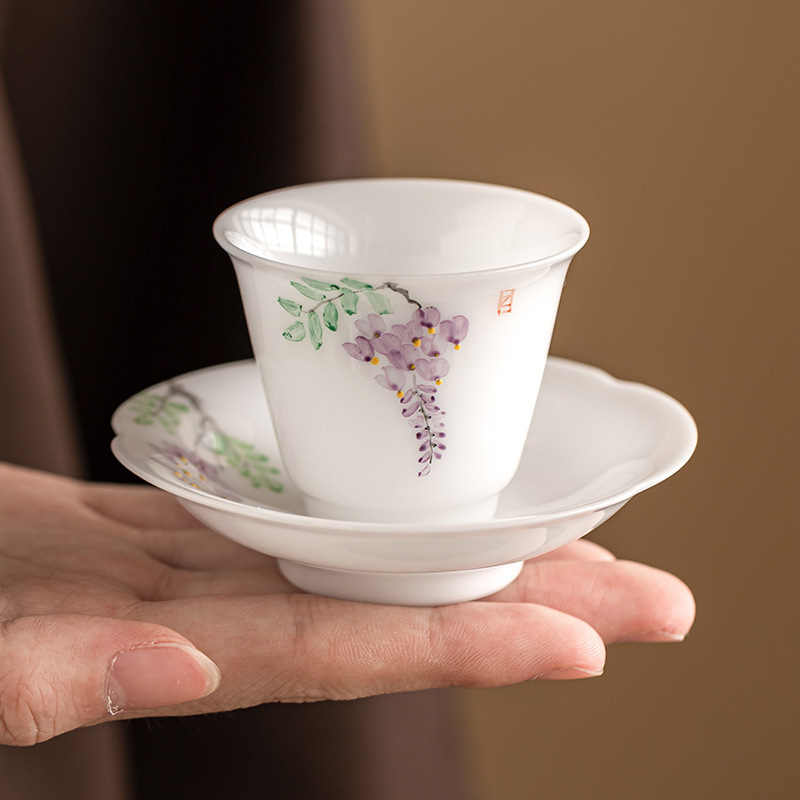 Nhà máy Zhang Lijiao Master chay mỡ cừu ngọc cốc sứ cốc chủ nhân bộ trà giá trị cao cốc trà Kung Fu