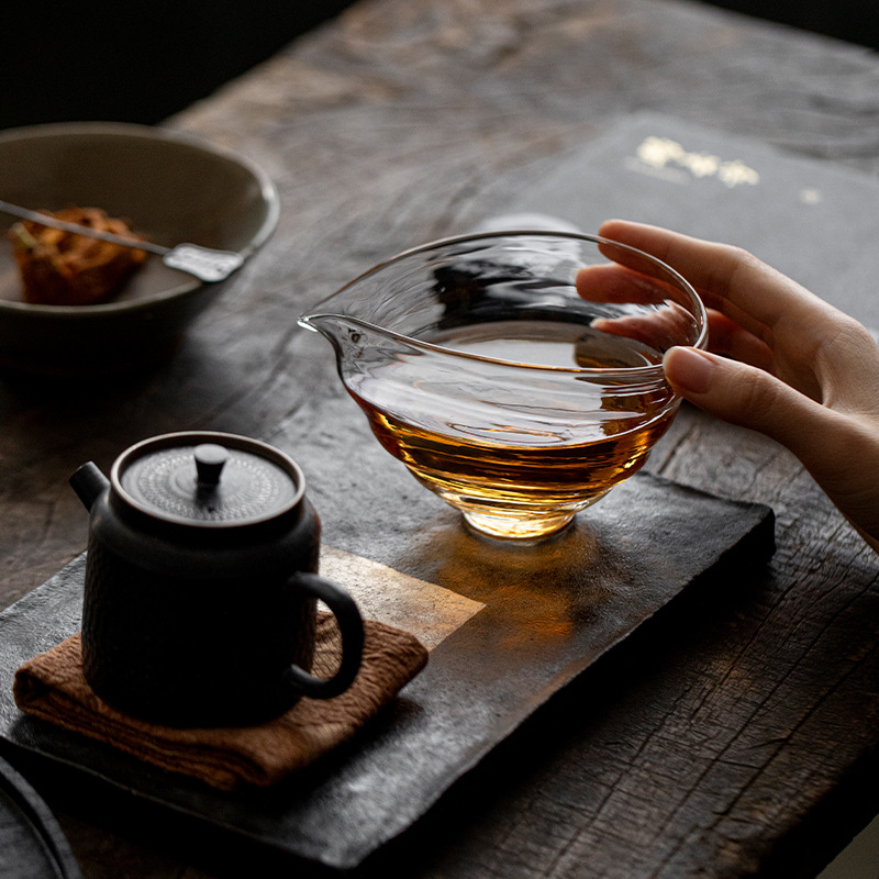 Cốc thủy tinh borosilicate cao cấp, vách ngăn trà cao cấp, cốc đồng phục trà biển, bộ trà Kung Fu, cốc thủ công rèn thủ công