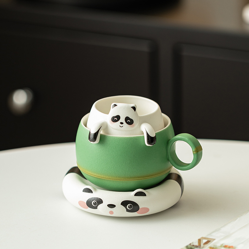 Cốc cà phê trà Popxiong cốc văn phòng gốm sứ dễ thương cốc nước cốc cốc lọc cốc trà có đế lót ly hộp quà tặng