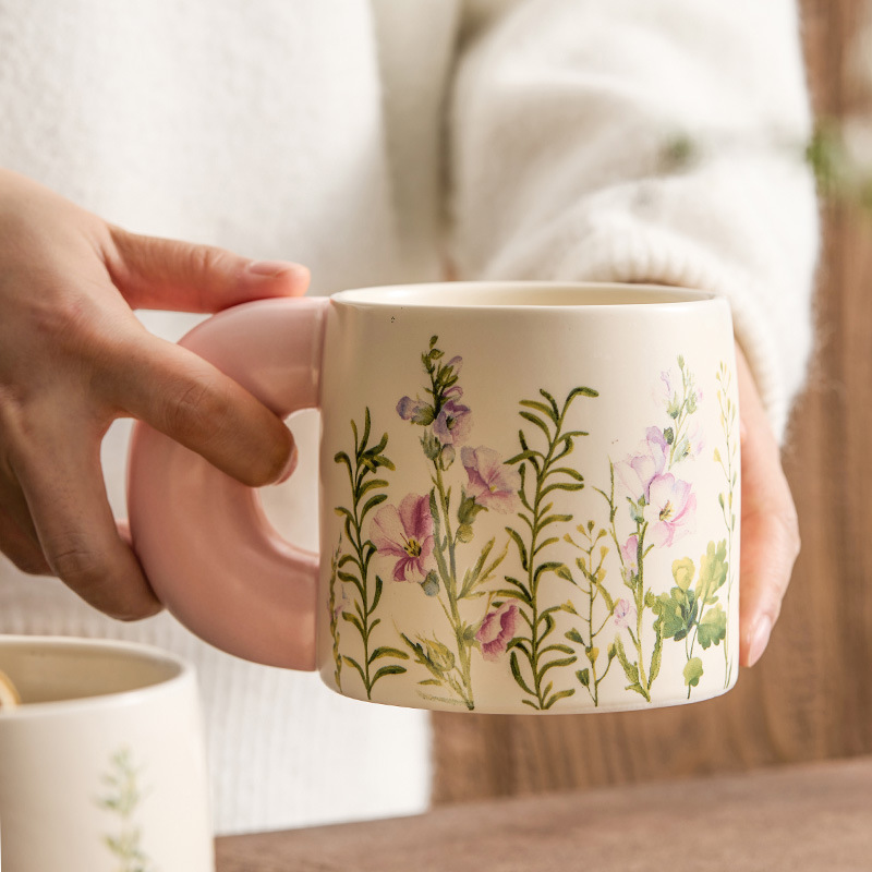 Cốc gốm tai to cốc mug giá trị cao cho nữ cốc uống nước mùa hè gia dụng cốc văn phòng cặp đôi cốc cà phê