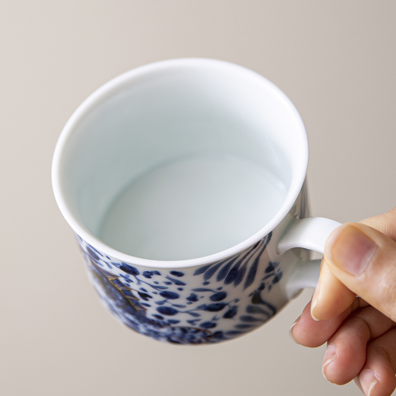 Cốc cà phê xanh trắng cốc gốm sứ tinh xảo cao cấp cốc chủ nhân nữ cốc trà gia dụng bộ đĩa cốc cổ điển