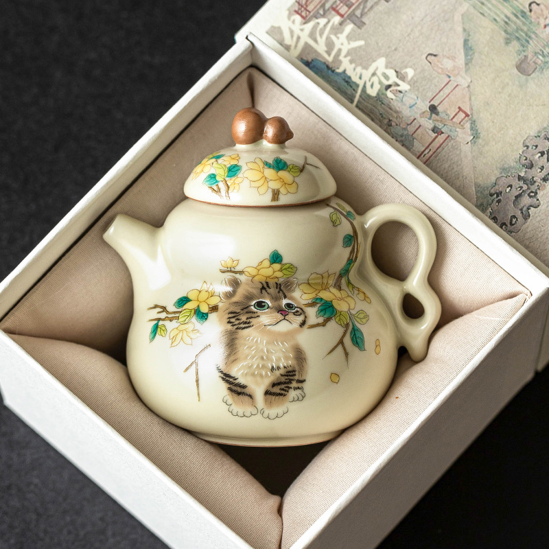 Ấm đun trà gốm sứ ấm đun trà gốm sứ ấm đun nước lọc gia dụng bộ trà kungfu cao cấp cỡ nhỏ không bị nóng tay