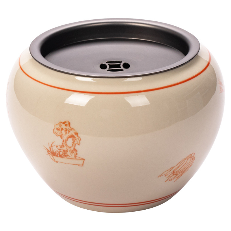 Bể nước màu xanh ngọc lam Jianshui phong cách Nhật Bản đơn giản nhỏ gốm sứ rửa trà Thùng xỉ trà có nắp phụ kiện trà đạo Kung Fu