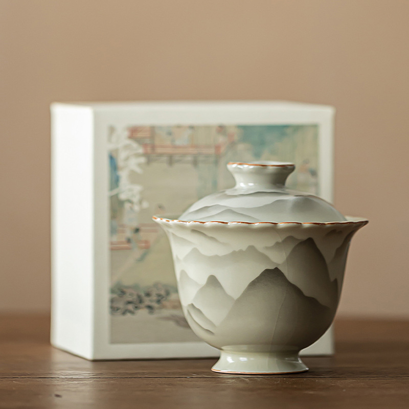 Cốc pha trà gốm sứ có nắp dùng trong gia đình một chiếc cốc trà cốc trà Kung Fu