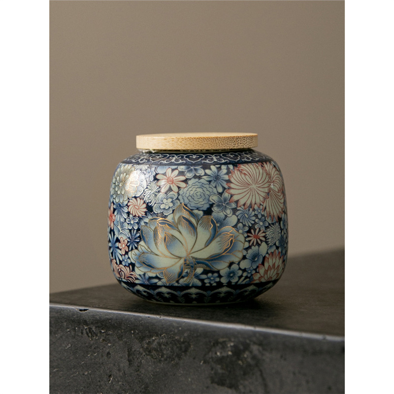 Lò nung gốm sứ trắng xanh gia dụng loại nhỏ Trung Quốc bình kín bình đựng trà bình đựng trà bình đựng trà cổ điển