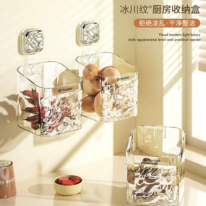 Hộp đựng hành lá, gừng, tỏi, giá treo tường gia dụng, giỏ treo không đục lỗ, giá đựng gia vị, giỏ đựng đa năng