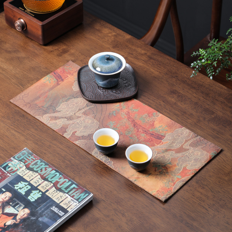 Bàn trà hai mặt sợi mây thơm Daantang bàn trà Thiền đơn giản đệm bàn cổ điển khăn trải bàn vải nghệ thuật Khăn trải bàn trà phối trà đạo