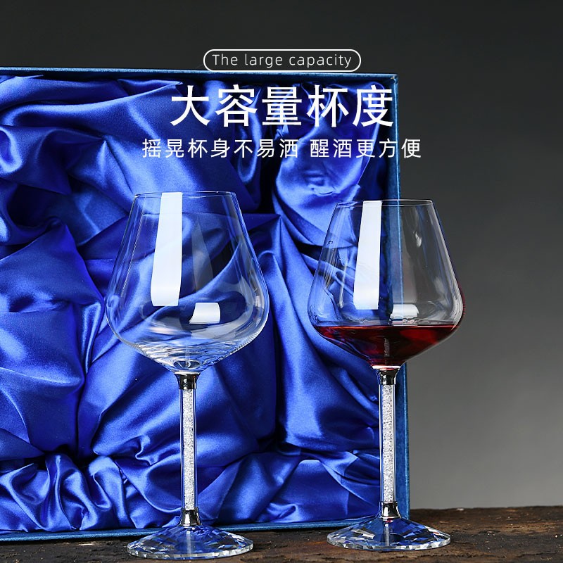 Nhà sản xuất Ly rượu vàng lá đỏ Ly rượu vang đỏ Burgundy Ly rượu vang lớn Ly rượu vang pha lê Bộ dụng cụ rượu gia đình