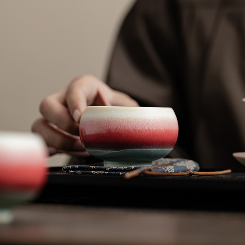 Lò nung Aurora biến Pinellia Zen Cốc uống trà Cốc trà gốm sứ Cốc cá nhân Bộ trà Kung Fu Hộp quà tặng