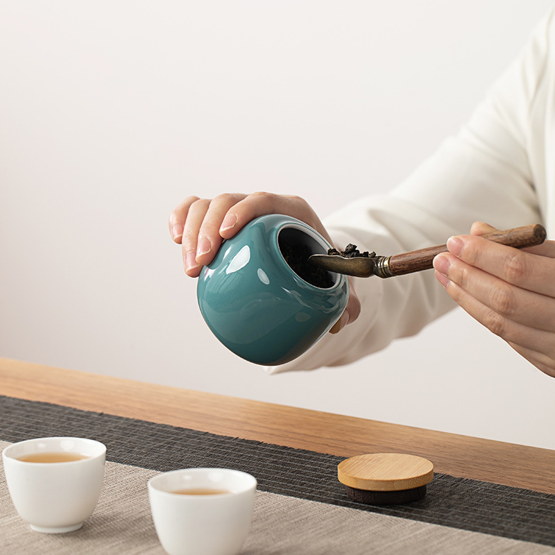 Gốm sứ cổ điển mini cỡ nhỏ trà mùa xuân bình trà gốm sứ bình kín bình trà bình lưu trữ bình lưu trữ bình rỗng logo