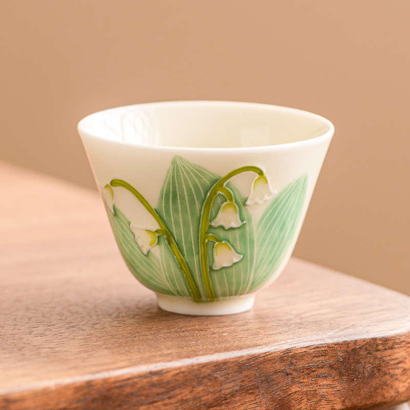 Vẽ tay ngọc lan cốc Ruyi gốm sứ tách trà Kung Fu cốc chủ sở hữu bộ trà gia dụng tách trà nhỏ cốc đơn