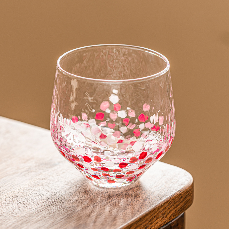 Cốc sữa chấm bi vẽ tay cốc thủy tinh cốc nước giá trị cao cho nữ cốc trà cốc uống trà đơn dung tích lớn cốc chủ nhân