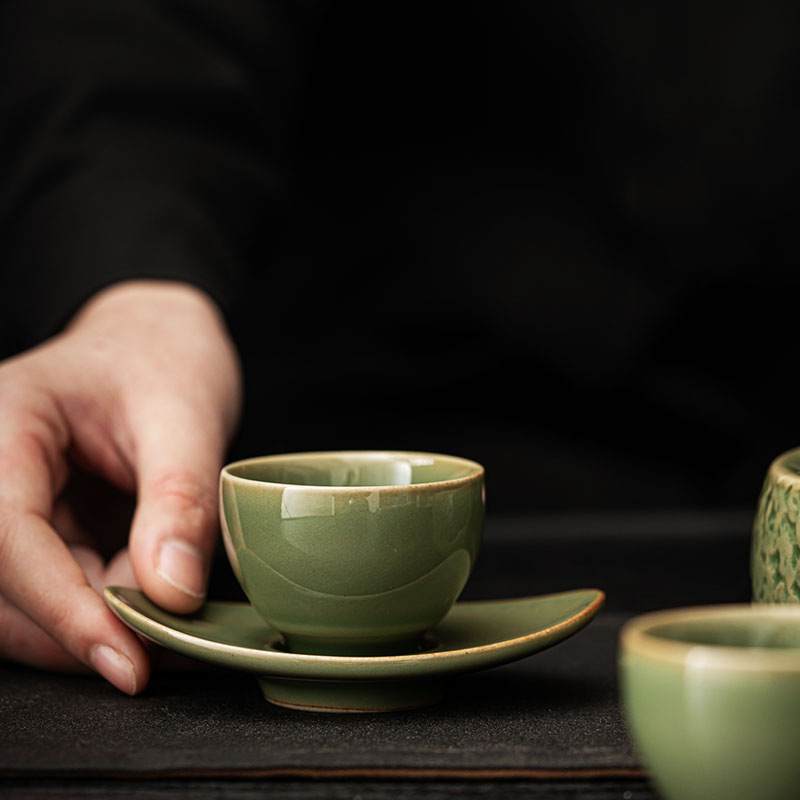 Tách trà Bộ trà Kung Fu gốm sứ màu xanh tre cổ điển Cốc trà gia dụng Cốc trà Chủ sở hữu Cốc đơn Cốc cá nhân Bán buôn