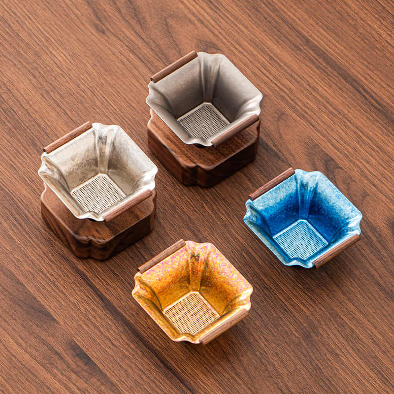 Bán buôn bộ lọc trà titan nguyên chất hình vuông Ruyi bộ lọc trà bộ lọc trà Kung Fu phụ kiện bộ trà sáng tạo phễu trà titan