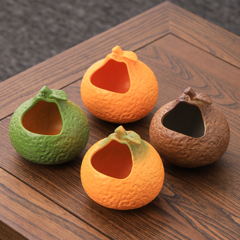 Gạt tàn cam Dajidi Gạt tàn phòng khách sáng tạo gốm sứ đồ trang trí chống gió có nắp chống bay