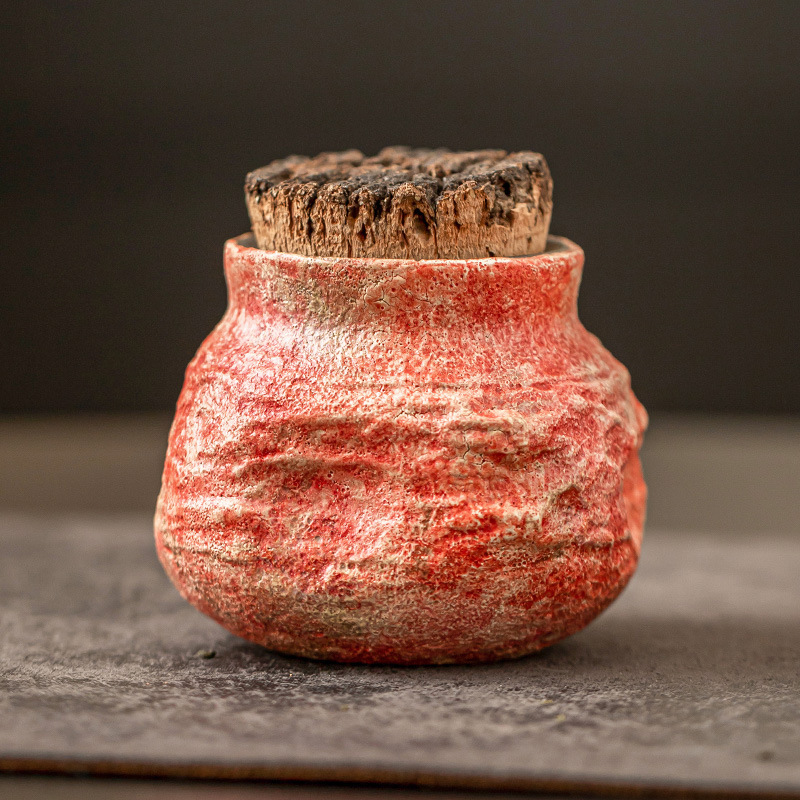Bình đựng trà gốm sơn mỏ, bình đựng trà chống ẩm, bình đựng trà gia dụng cao cấp, bình trà cầm tay đơn