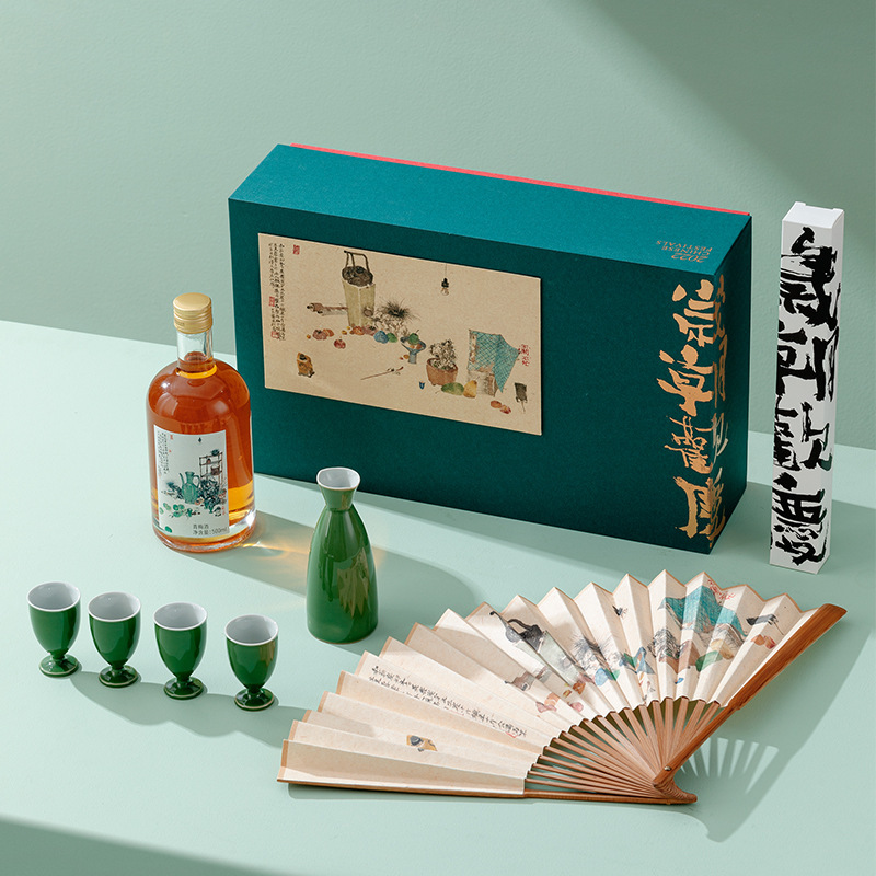 Sui Chaoqing, Bộ rượu, ly rượu, quạt Rượu mận, hộp quà Trọn Bộ, Quà Tặng công ty cho lãnh đạo