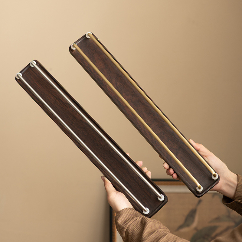 Giá để cốc gỗ mun nguyên chất bằng đồng thau, giá để cốc một lớp, dụng cụ trà cao cấp, giá để cốc thoát nước, giá để cốc trà Kung Fu bằng gỗ rắn