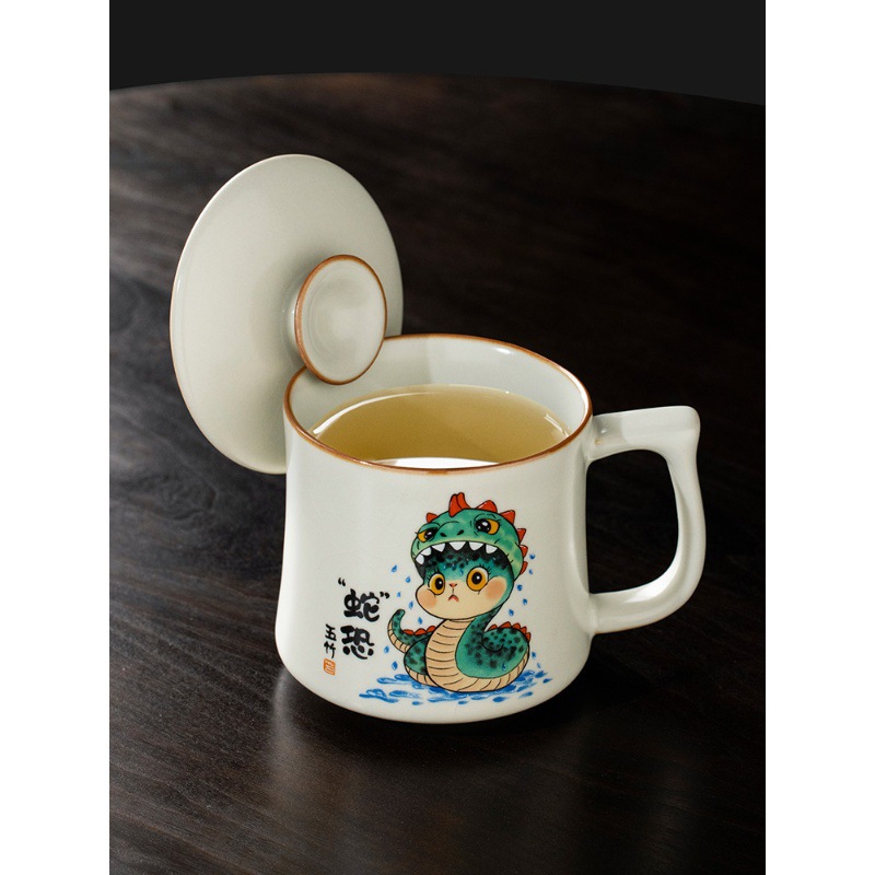 Cốc đục lỗ rắn sáng tạo Ruyao cốc uống nước văn phòng gia dụng có nắp cốc pha trà cá nhân quà tặng