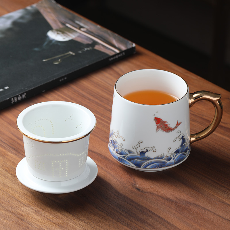 Quà tặng văn hóa và sáng tạo Guochao, cốc văn phòng gốm sứ, tách trà, tách trà, ngày nhà giáo, quà tặng sinh nhật cho người lớn tuổi, ngày của cha