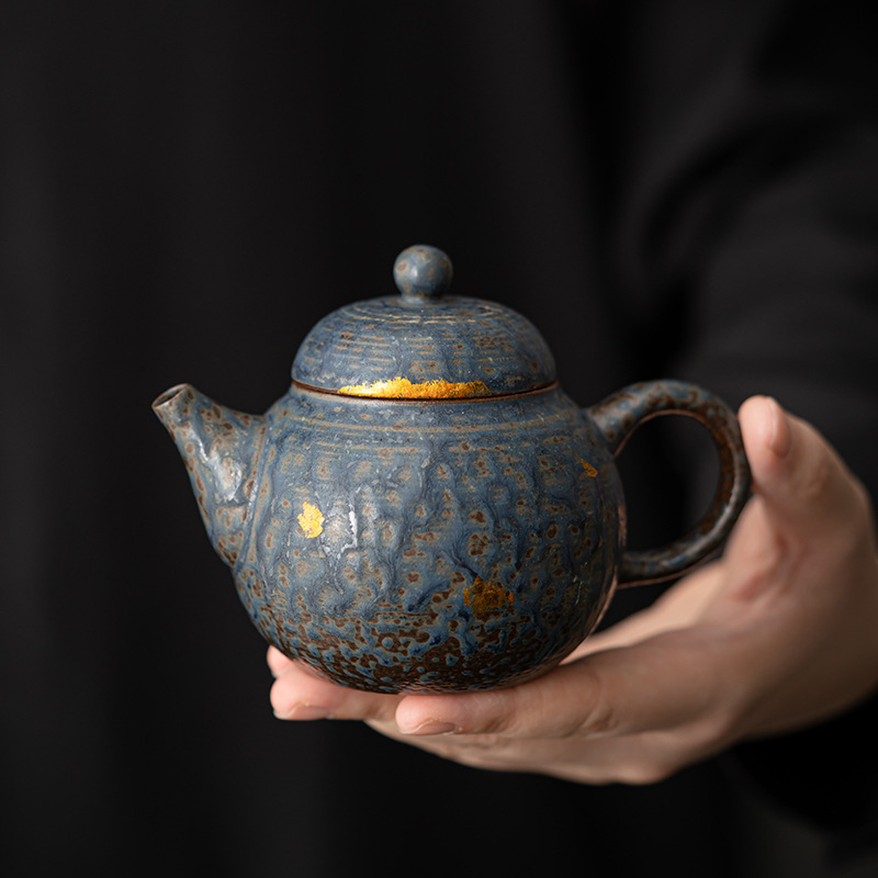 Ấm Siting bùn đá cũ trống rỗng Zhai ấm trà tráng men đồng cổ điển Bộ ấm trà gia dụng có thể nâng cao để pha trà cao cấp