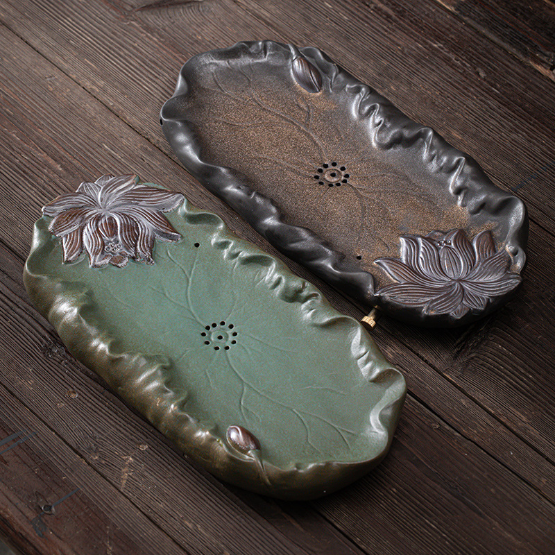 Khay trà Yiyiqinglian khay trà tráng men sắt mạ vàng kiểu Nhật, ngăn chứa nước và thoát nước gia dụng, Khay trà bàn trà