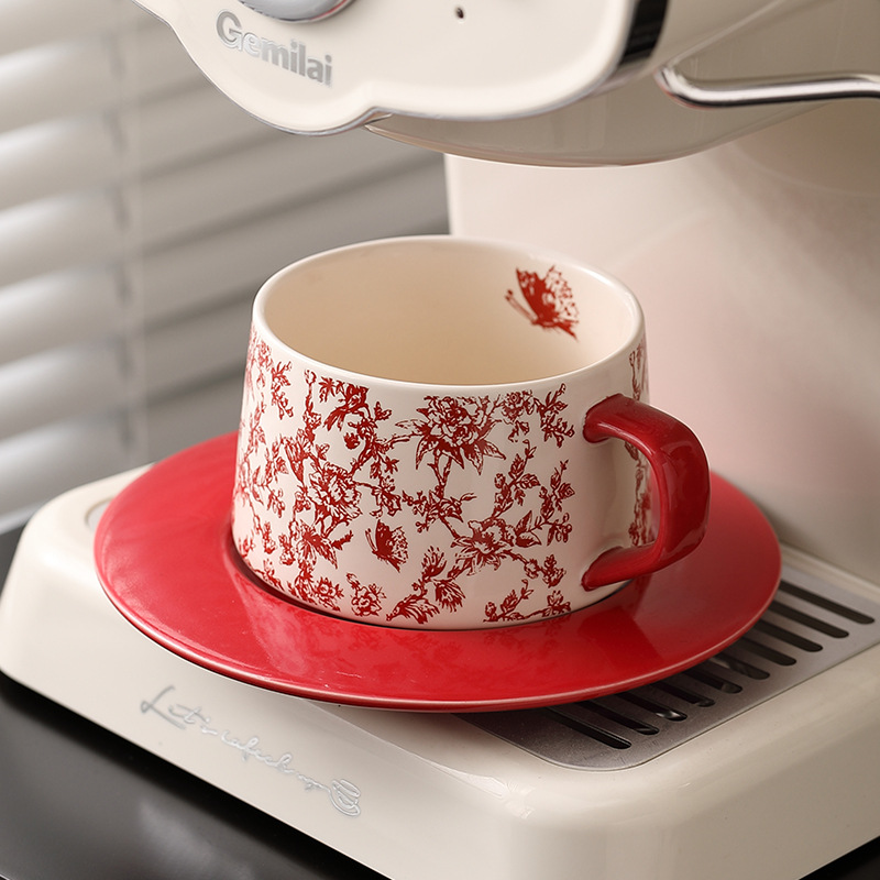 Đặc biệt đẹp tinh tế cốc cà phê gốm sứ Retro cao cấp cốc trung cổ cốc cốc trà chiều Bộ đĩa