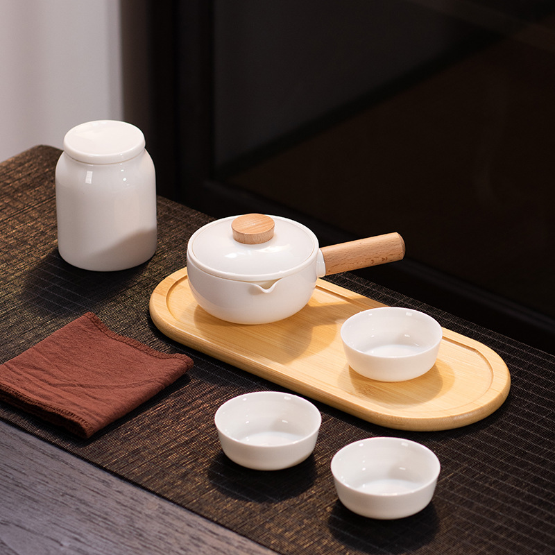 Bộ ấm chén trà ngọc, bộ trà kung fu du lịch, khay trà, bộ ấm chén gaiwan đầy đủ, hộp quà tặng dành cho người lớn tuổi và lãnh đạo