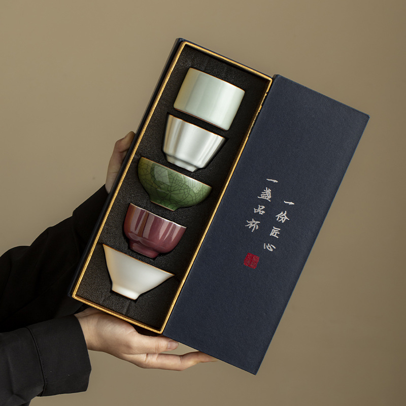 Bộ ấm chén trà Kung Fu gốm sứ cao cấp phong cách Song, 5 mẫu nổi tiếng, hộp quà tặng, quà lưu niệm phong cách Trung Hoa mới