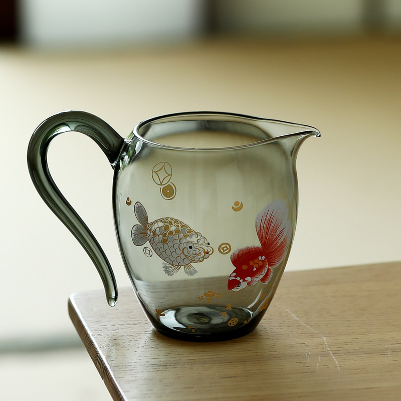 Cốc chia trà thủy tinh chịu nhiệt trong suốt cao dành cho phụ kiện trà đạo Gongdao.