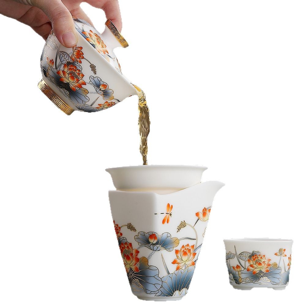 Bộ ấm trà cao cấp Yusyaki Yusyaki đầy đủ sản phẩm bát hoa sen vui nhộn