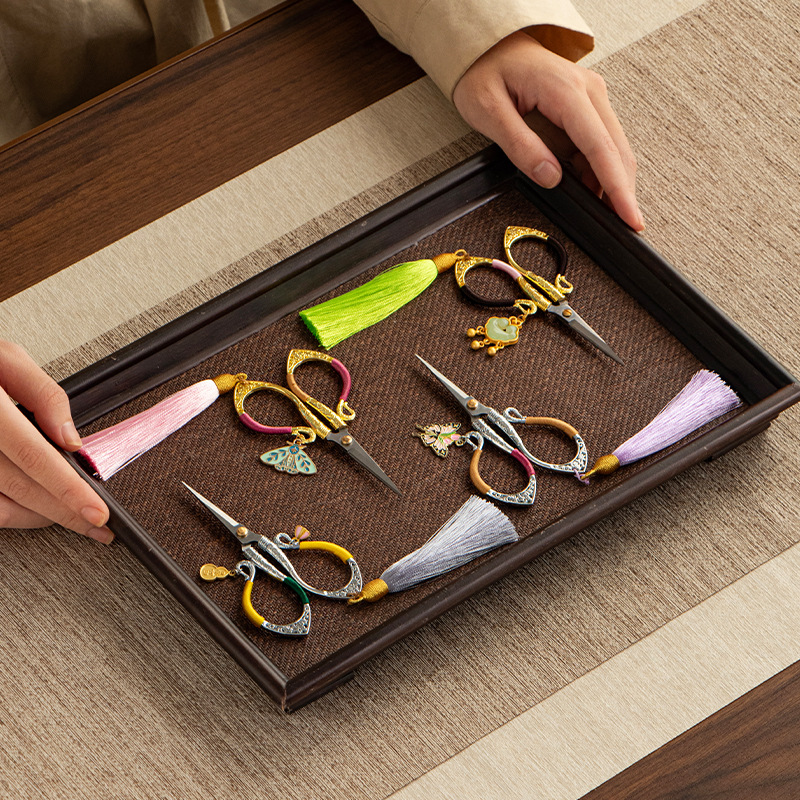 Bán buôn kéo nhỏ phong cách châu Âu cổ điển kéo túi trà kéo bao bì gia dụng kéo trà nghệ thuật trà phụ kiện trà đạo thủ công nghệ thuật trà tua rua