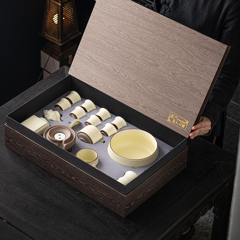 Bộ ấm trà Ru Kiln kiểu mới 2024 Bộ ấm trà Kung Fu bán tự động dành cho người lười gia dụng bán buôn ấm pha trà cao cấp sang trọng nhẹ