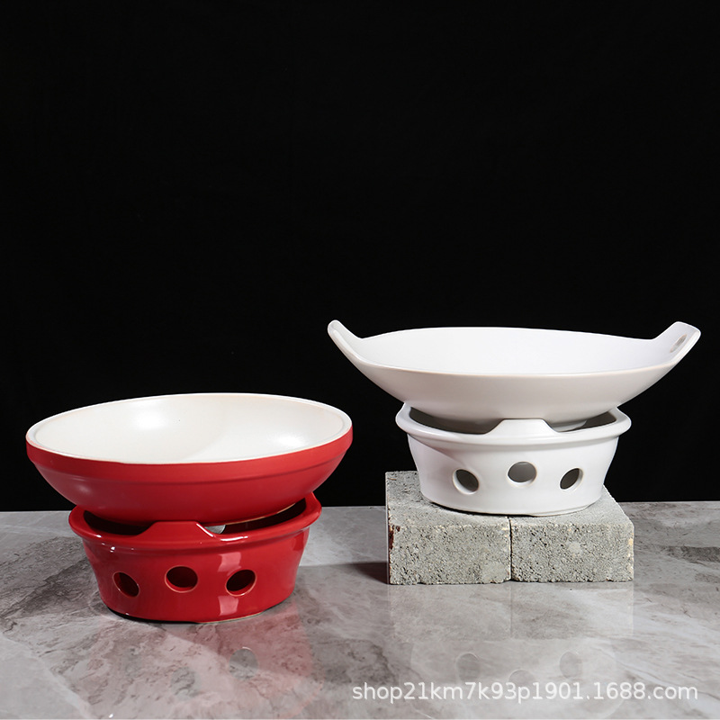 Đĩa gia nhiệt cồn, đồ ăn bằng gốm nhạt, bộ đồ ăn màu trắng tinh khiết, cùng kiểu, nồi khô, nến, bếp nhà Minh, món ăn Hồ Nam kiểu Trung Quốc mới thương mại