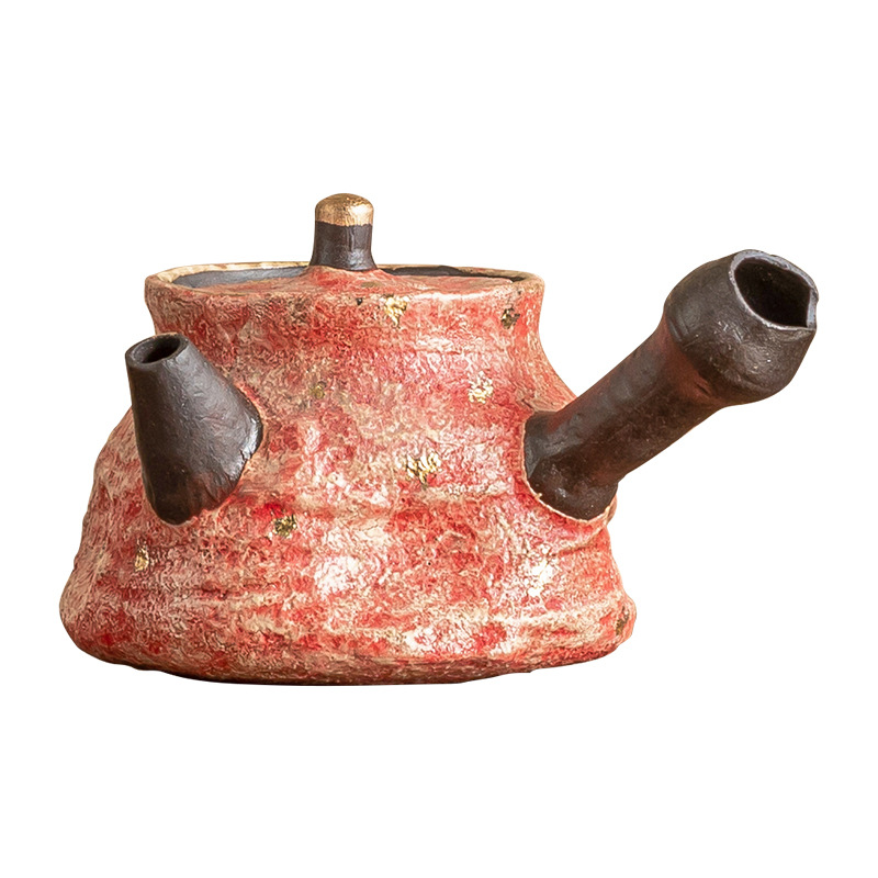 Ấm trà gốm sơn mỏ đá cao cấp có tay cầm bên có lọc ấm đơn bộ pha trà gia dụng dụng cụ pha trà gốm đơn