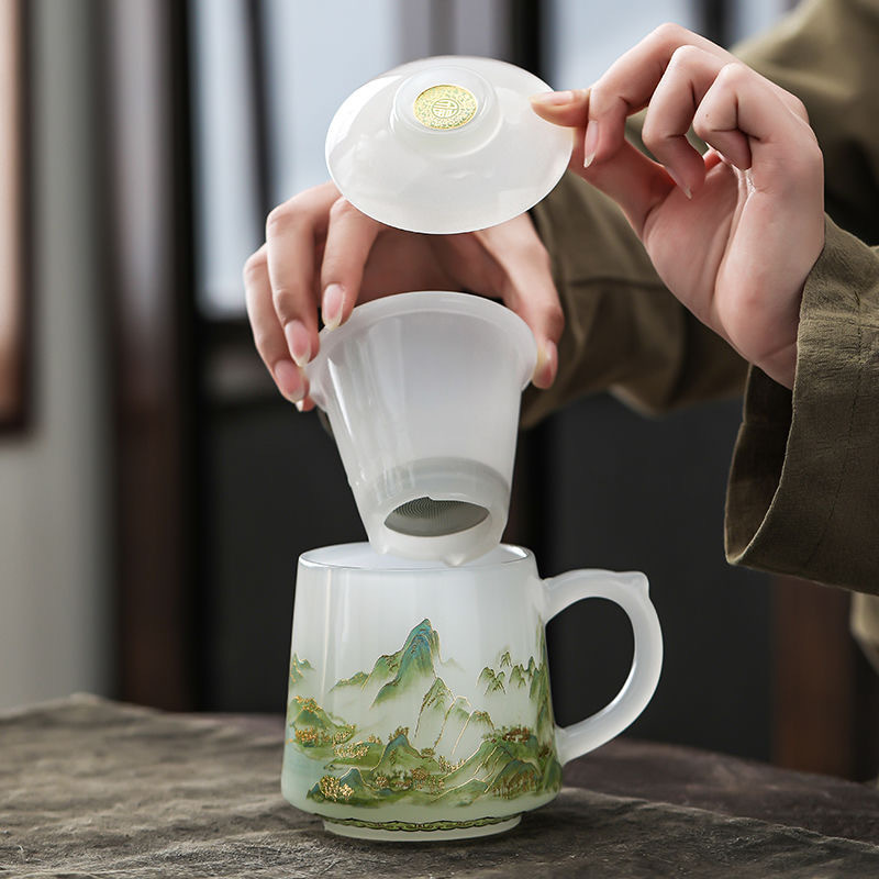 Hàng ngàn dặm nước đá cao cấp thủy tinh văn phòng tách trà chuyên dụng cá nhân tách trà bộ trà nam cao cấp