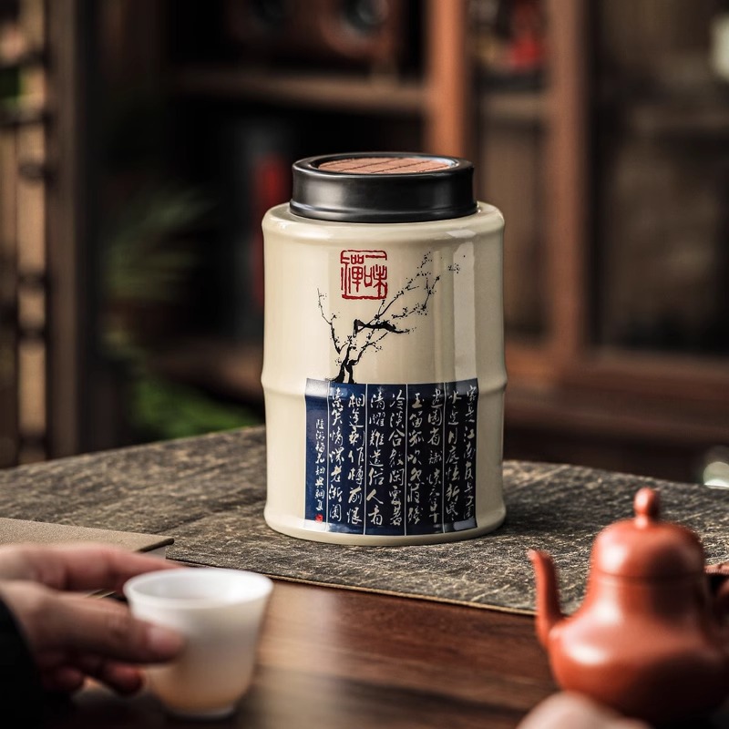 Hũ đựng trà Hũ đựng trà gốm sứ Hũ đựng trà gia dụng cổ điển Bộ trà Kungfu đựng trà xách tay hũ trà cao cấp