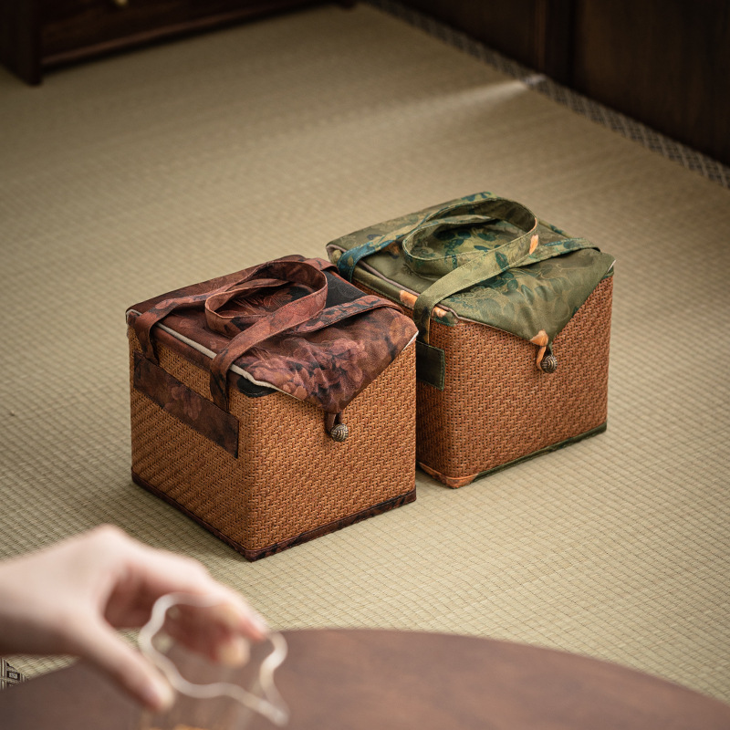 Túi đựng đồ Bộ trà du lịch gia dụng, cốc khách nhanh, hộp đựng đồ Đan Mây dung tích lớn cầm tay xách tay ngoài trời, túi vải