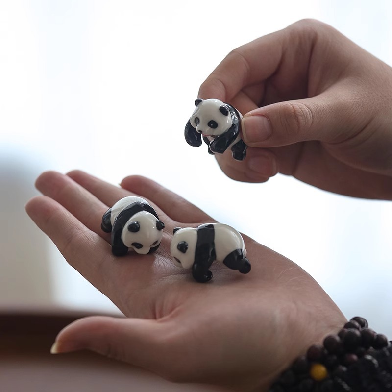 Mặt Dây chuyền cốc trà gốm sứ Gấu Trúc Nhỏ Bộ trà Kungfu gia dụng phụ kiện trà đạo đồ trang trí treo bát nắp dễ thương thú cưng trà