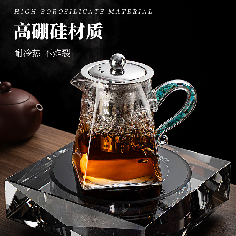 Ấm trà màu ngọc lam dụng cụ pha trà ấm pha trà thủy tinh pha lê dung tích lớn dụng cụ pha trà tách trà hoa