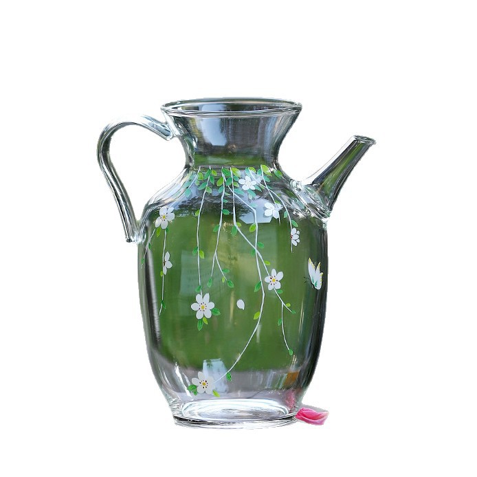 Bộ ấm chén trà xanh thủy tinh borosilicate cao cấp, gồm ấm trà hai mảnh có nắp, bộ dụng cụ pha trà Kung Fu, chén ngâm trà, chén uống trà.