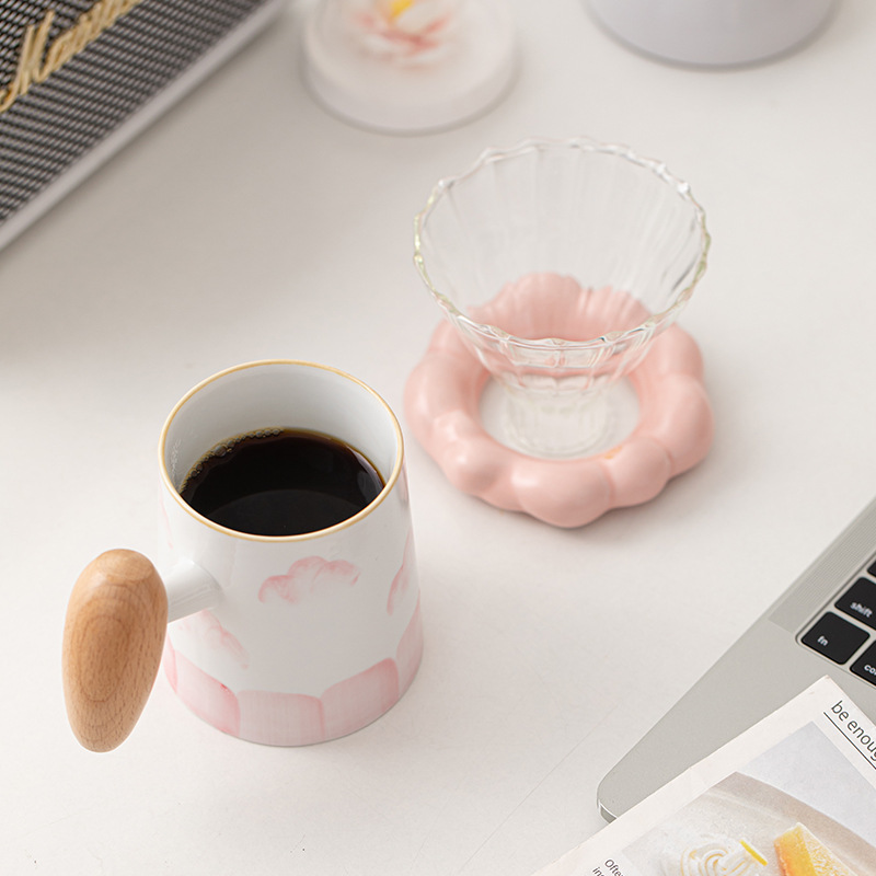 Cốc pha cà phê bằng tay gốm sứ đơn giản có khay lọc bộ ba chiếc cốc uống trà chiều văn phòng gia dụng cốc mug