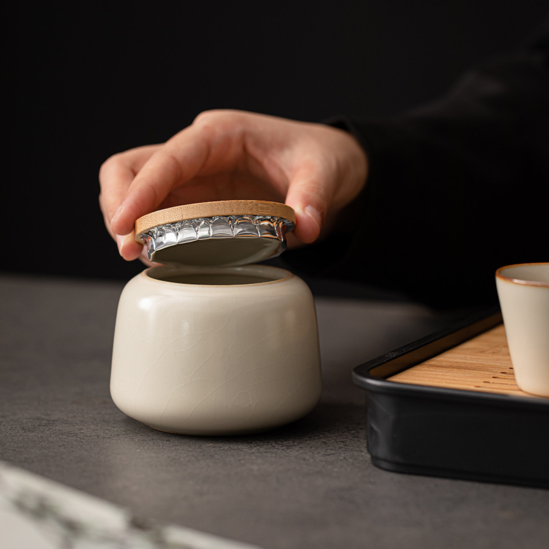 Bình đựng trà gốm sứ văn phòng gia dụng, bình đựng trà chống nấm mốc, chống ẩm, bình đựng trà, phụ kiện bộ trà