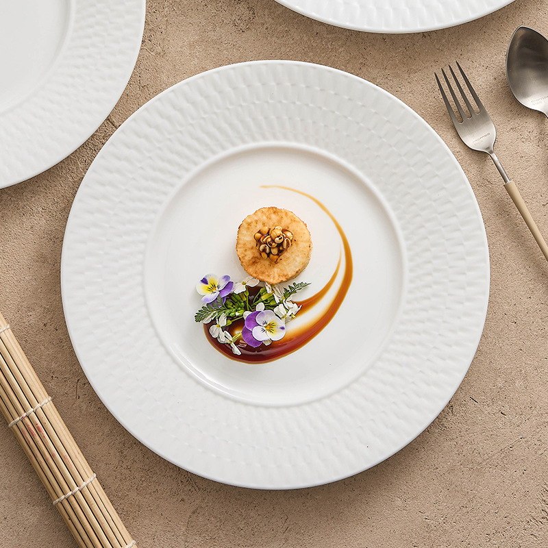 Đĩa gốm, đĩa bát đĩa gia dụng, đĩa tròn, đĩa sứ trắng cao cấp, đĩa tráng miệng, đĩa ăn kiểu tây, đĩa bít tết