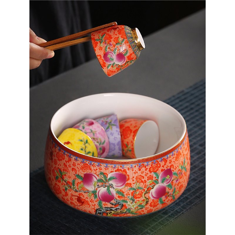Bể rửa trà tráng men, bể đựng nước gia dụng, bể đựng bã trà sang trọng nhẹ cao cấp, phụ kiện bộ trà Kung Fu, bán buôn rửa chén sứ